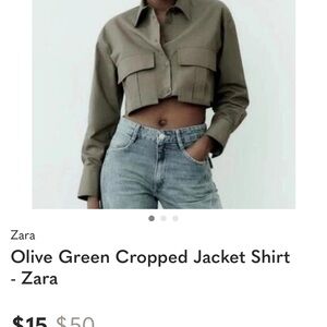 Zara Cropped Utility Jacket in Olive XS-new with tags
